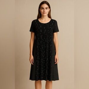 Alembika Black Mixed Print Tunic Dress – Modern Artsy Minimalist S/ M